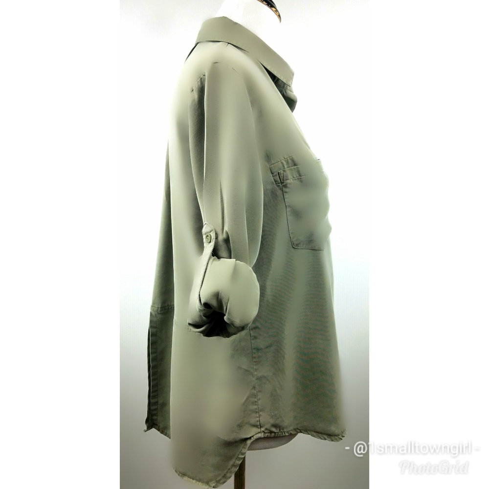 Anthropologie Cloth & Stone camp shirt green S - Picture 6 of 8